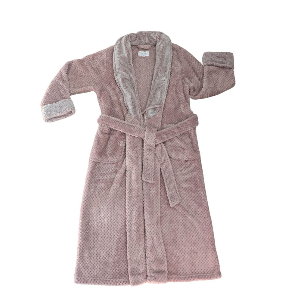 Carole Hochman Robe Womens M Dusty Rose Plush Textured Shawl Collar Barbie